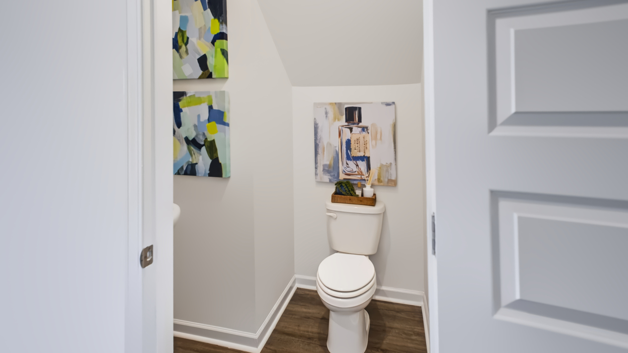 Downstairs half bath off main entryway