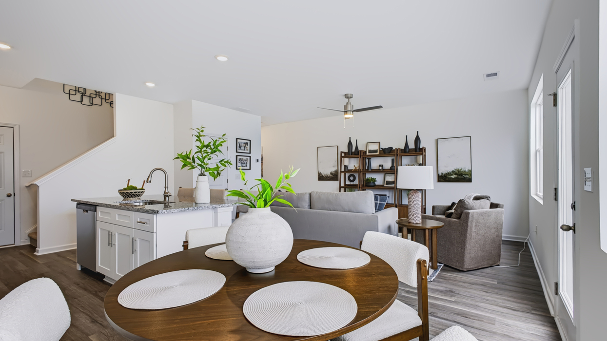 Dining area with door to back patio.