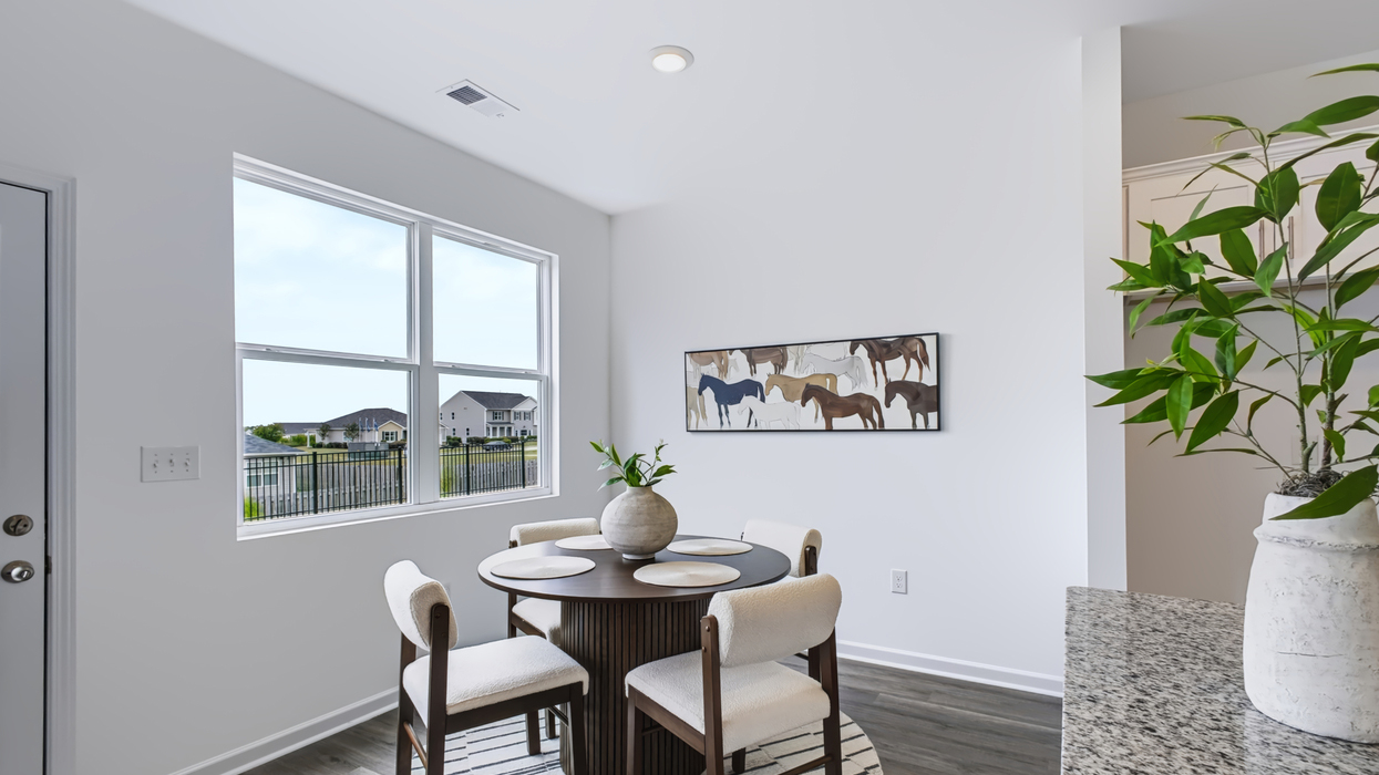 Dining area with door to back patio.