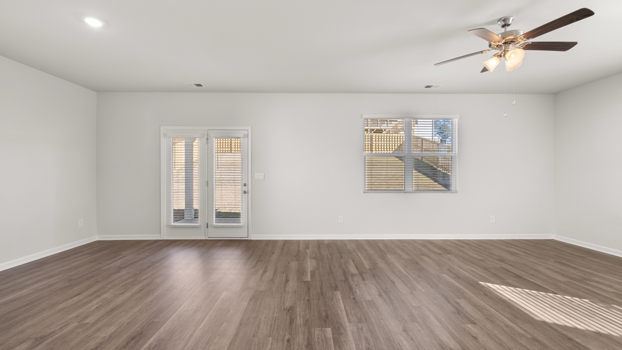 Open living dining area off of kitchen.