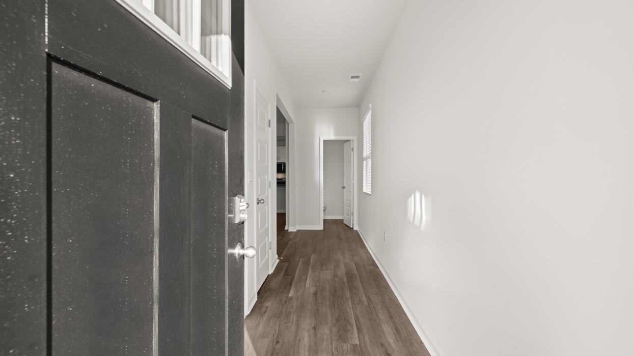 Front door opening into main hallway at entry