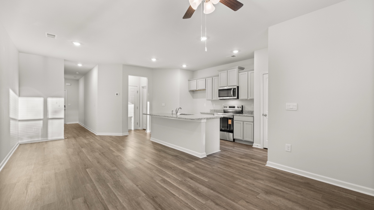 family room and kitchen