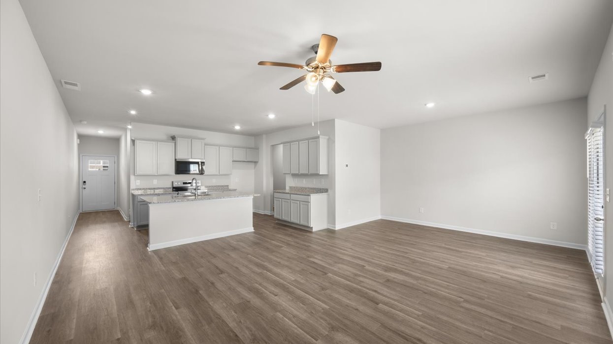 family room and kitchen
