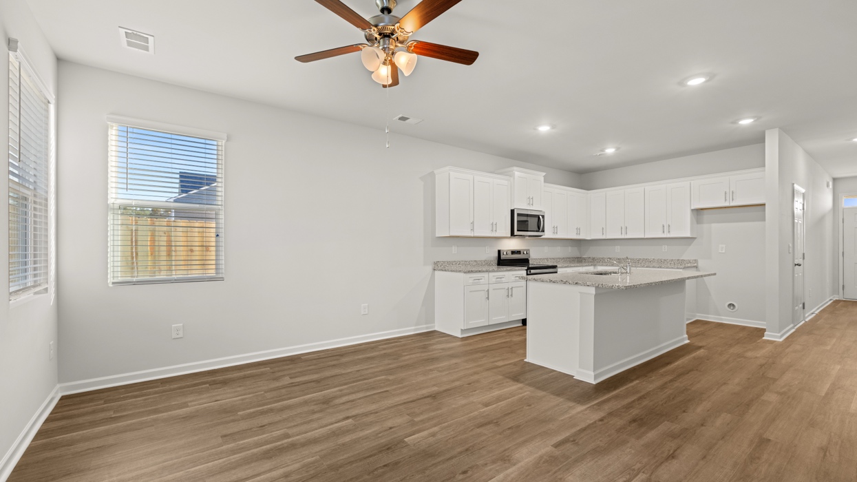 kitchen and living room