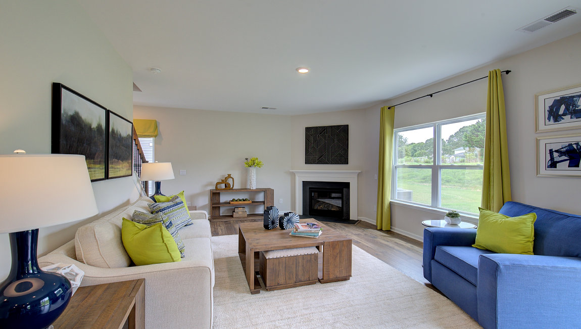 Open living room with large windows