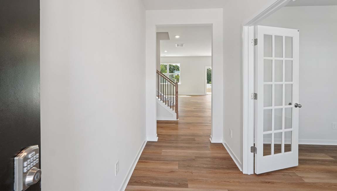 Front foyer and office with glass doors