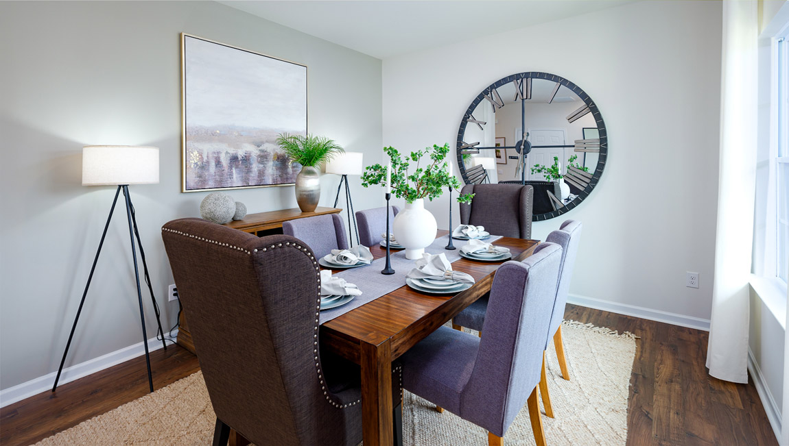 Dining room with large window