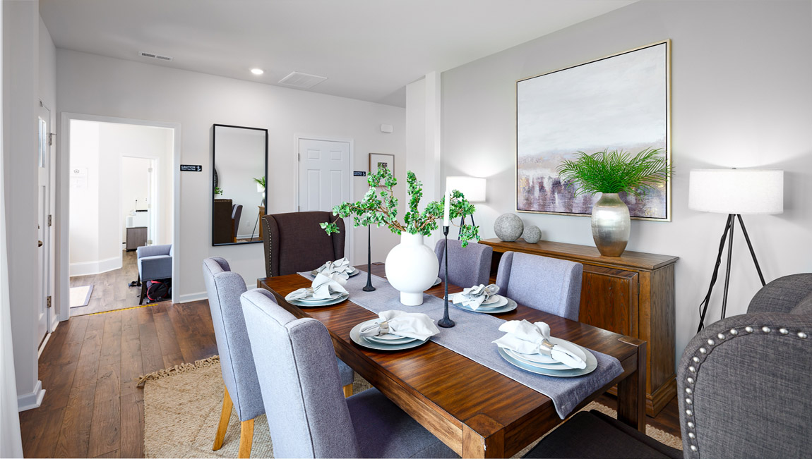 Dining room with large window