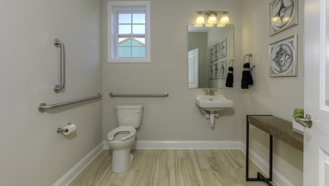 Powder room with single sink