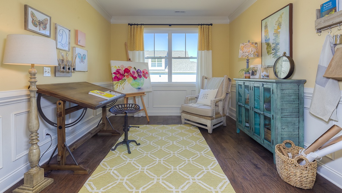 office flex space with hardwood floors and large window