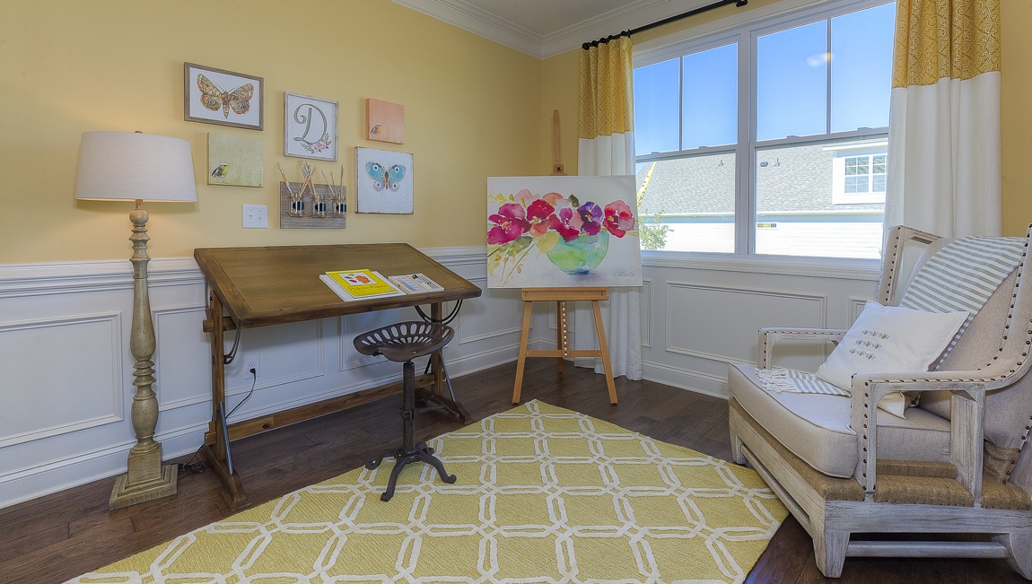 office flex space with hardwood floors and large window