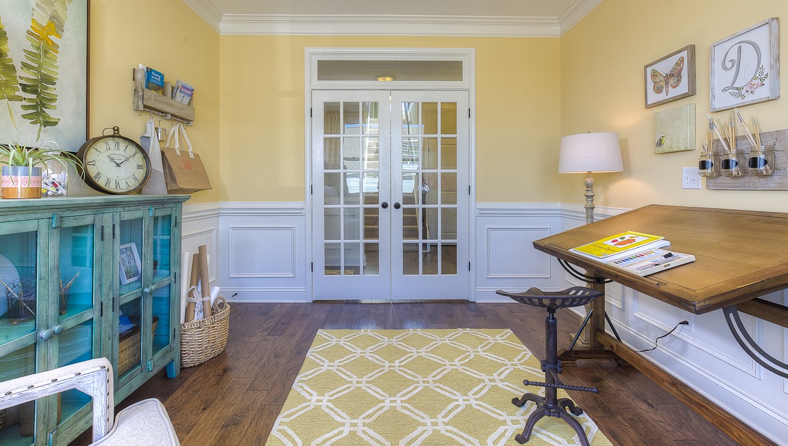 office flex space with hardwood floors and large window