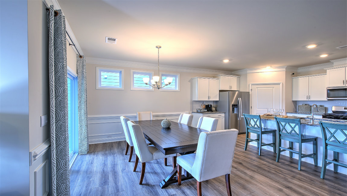 Dining area with large sliding glass door