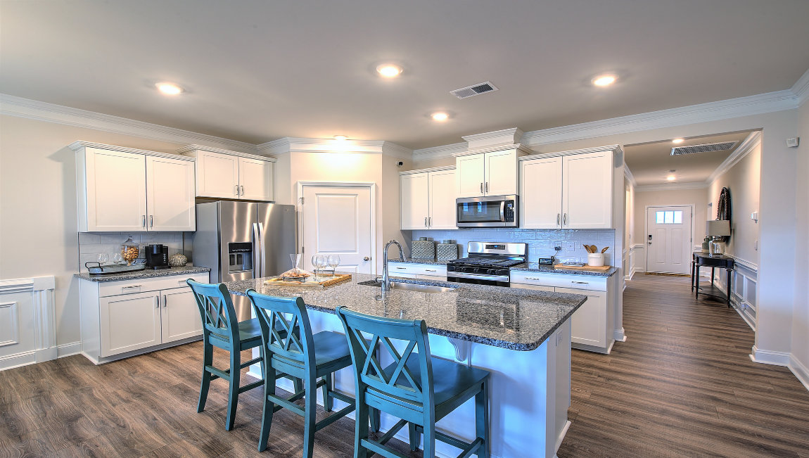 Kitchen with large island and open concept
