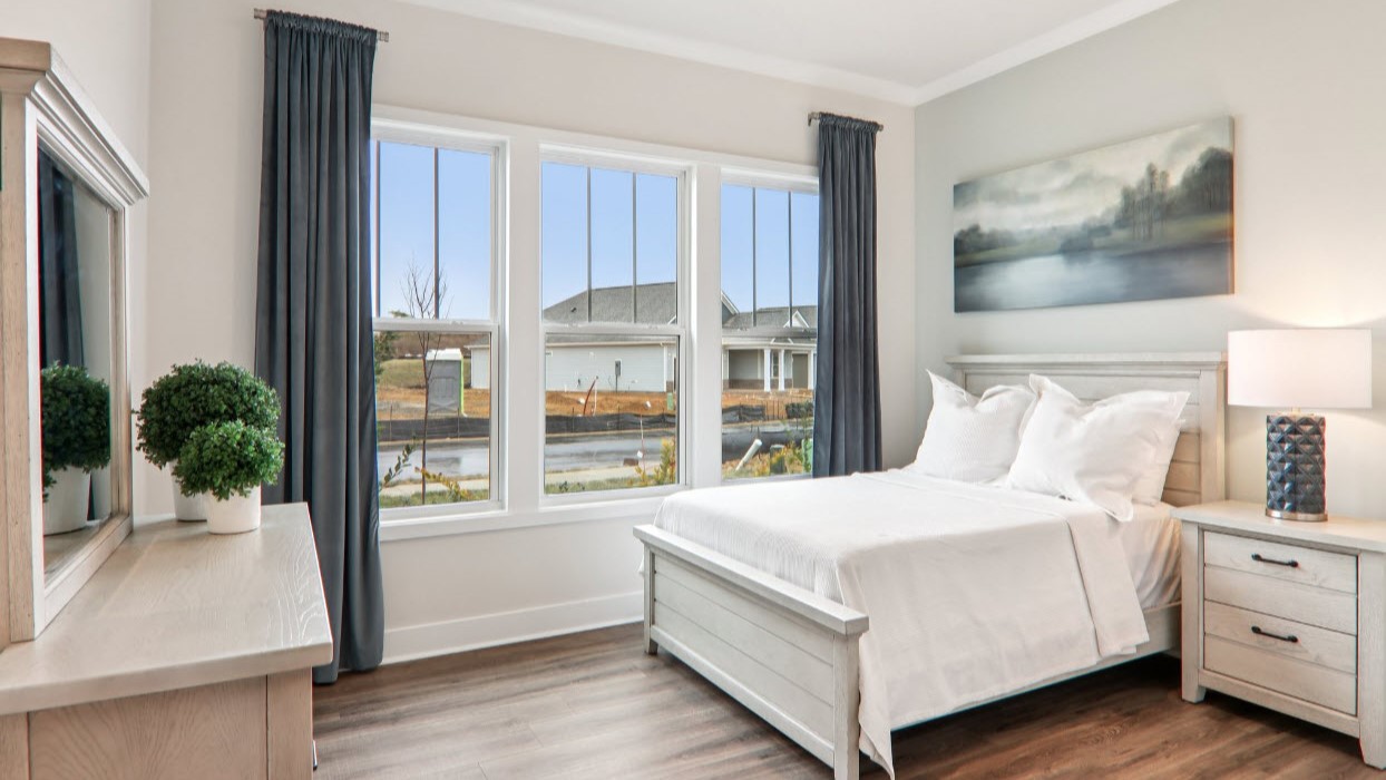 Bedroom with large windows
