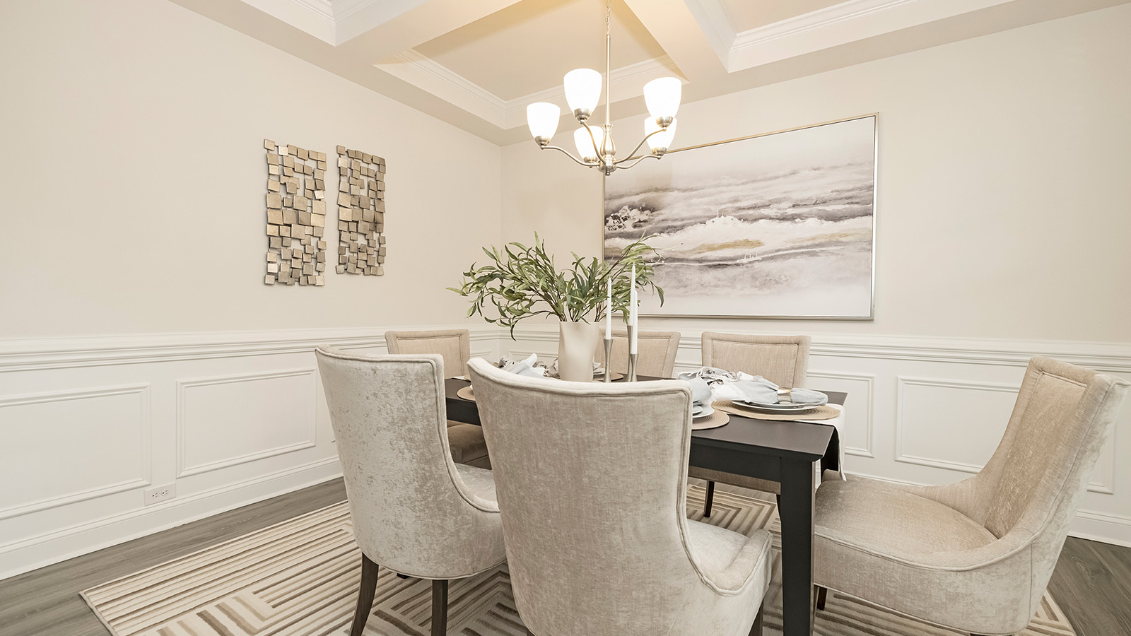 Dining room space with two windows