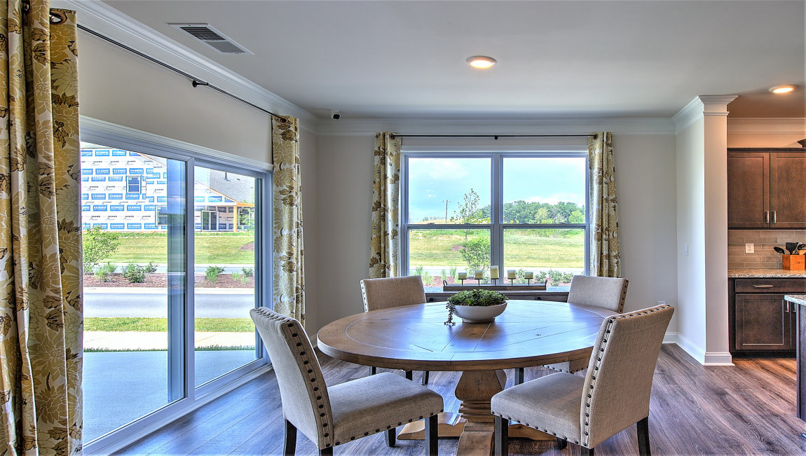 Dining area with sliding glass door