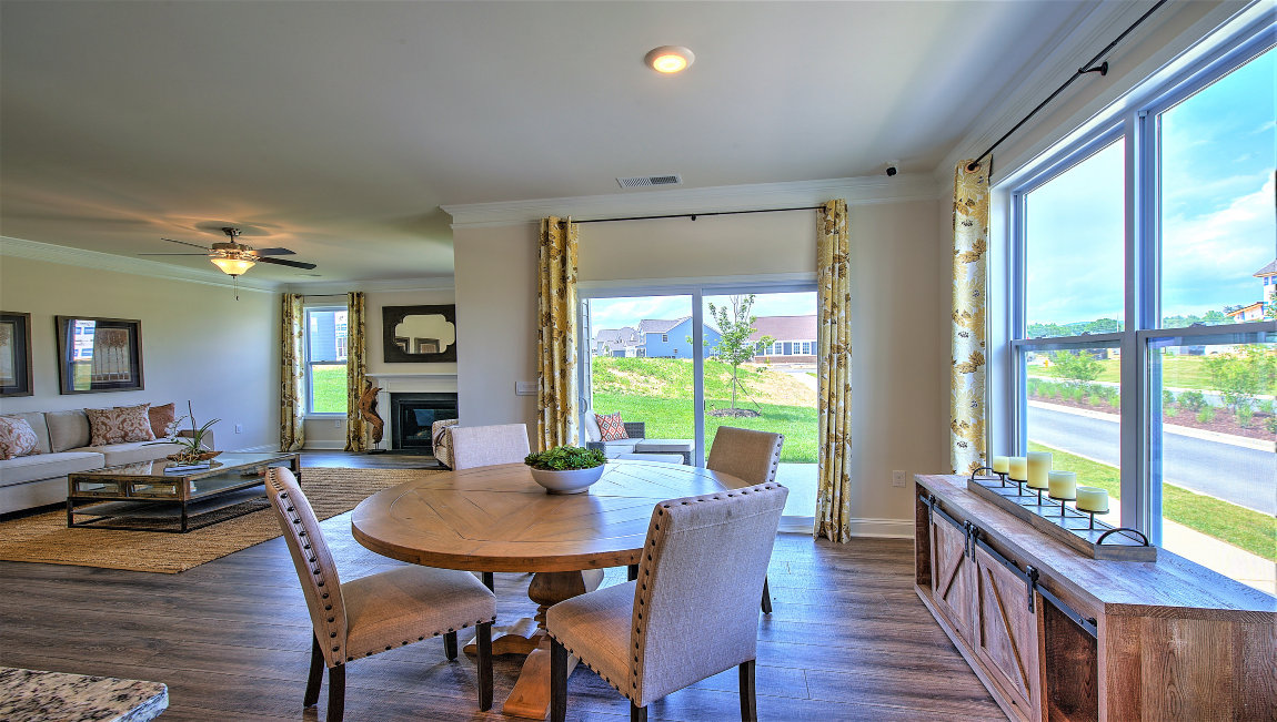 Dining area with sliding glass door