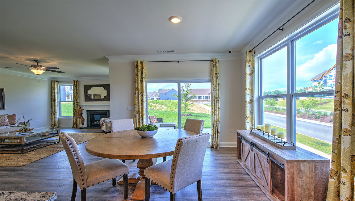Dining area with sliding glass door