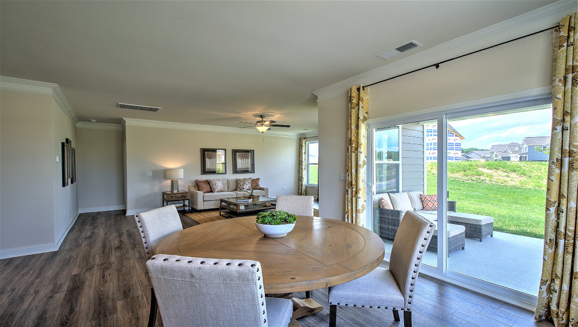 Dining area with sliding glass door