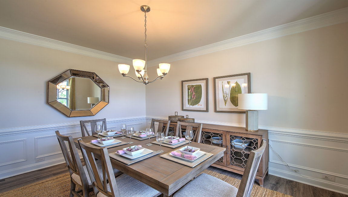 Dining room with light fixture