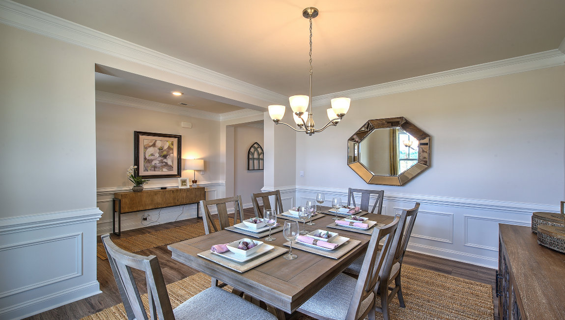 Dining room with light fixture