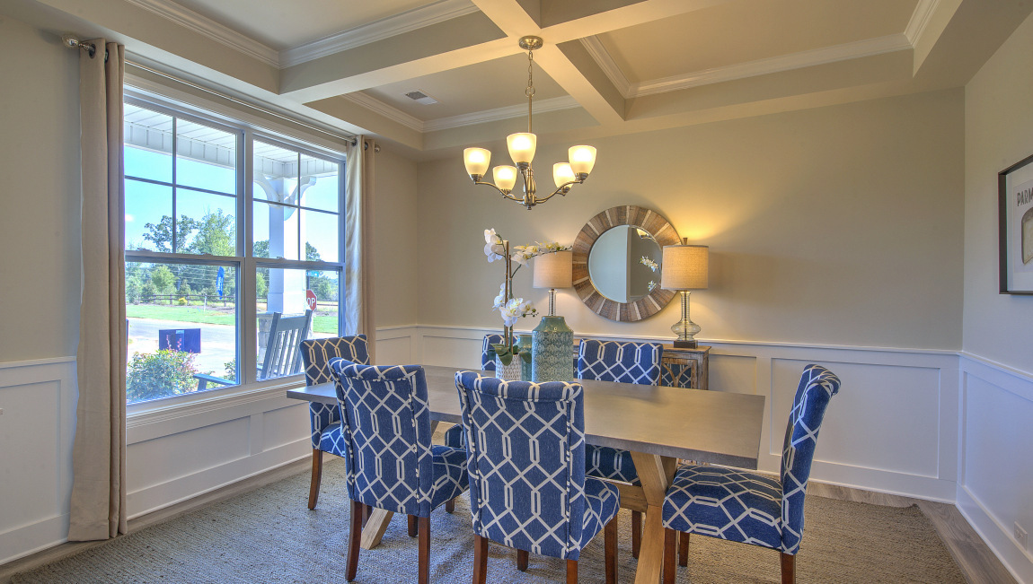 Dining room with large windows