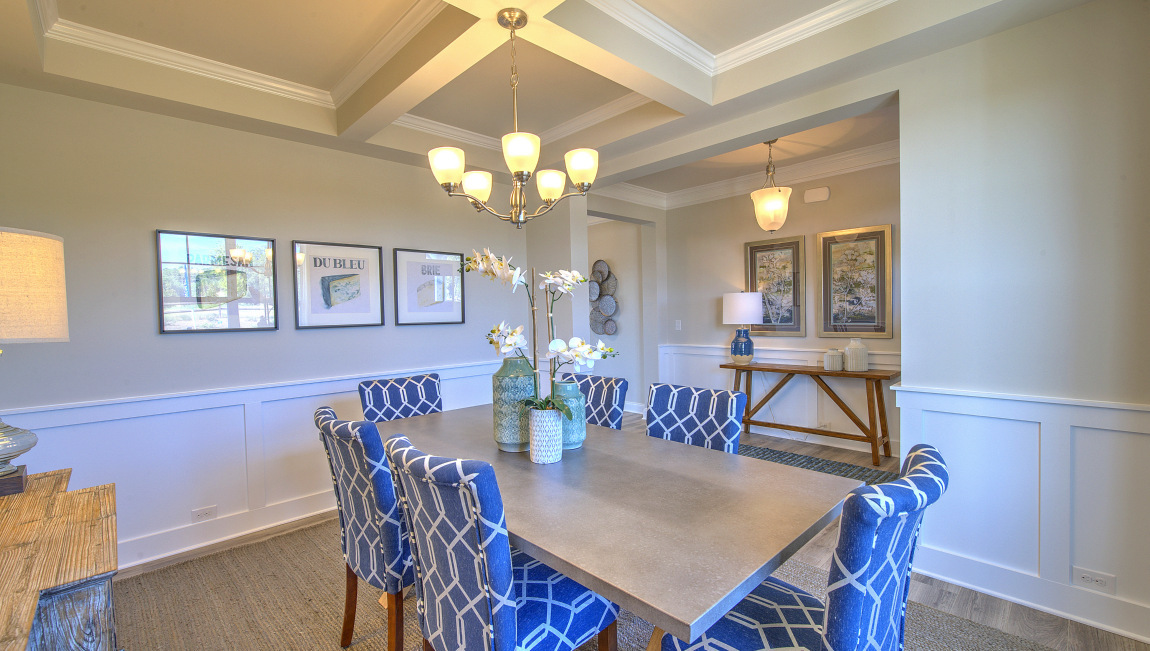 Dining room with large windows