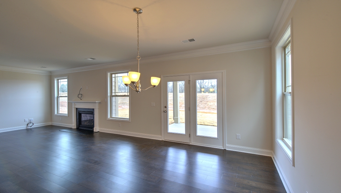 Open living room with large windows