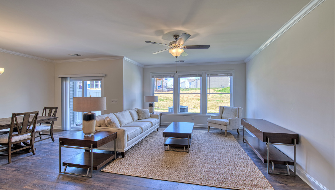 Open living area with large windows