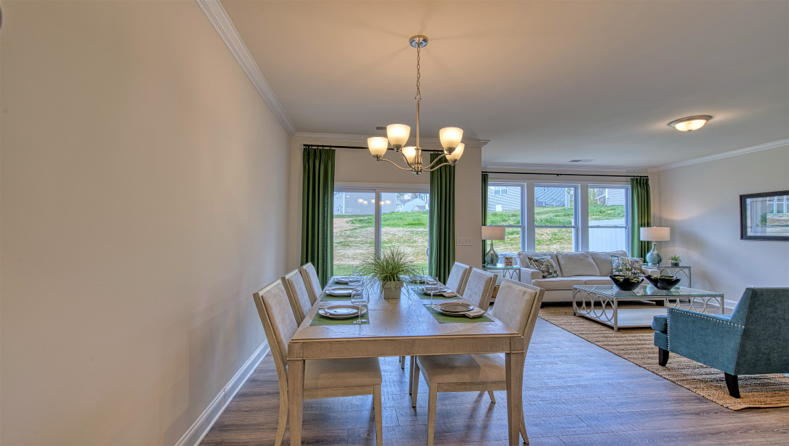 Open dining and living space