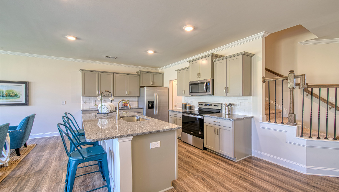 Open kitchen and dining area