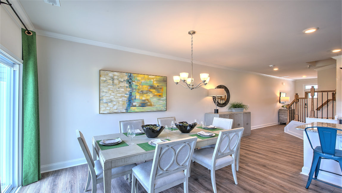 Dining area with sliding glass doors