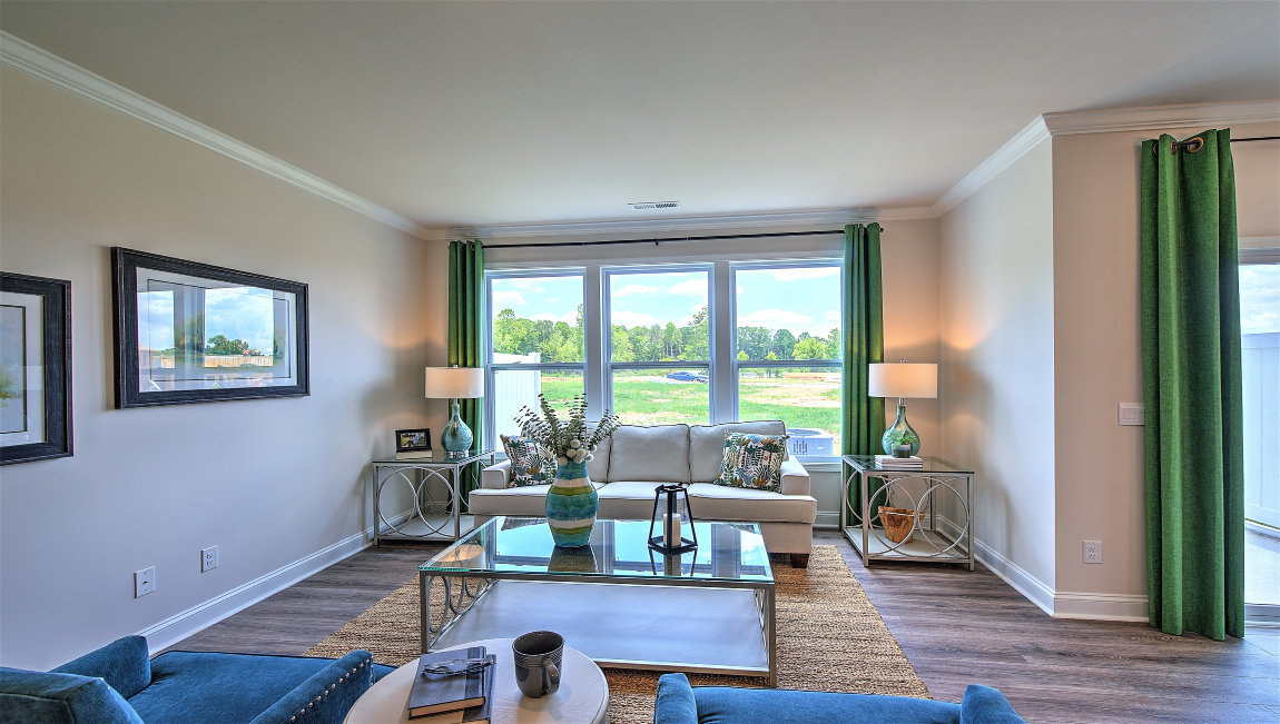 Open living area with large windows