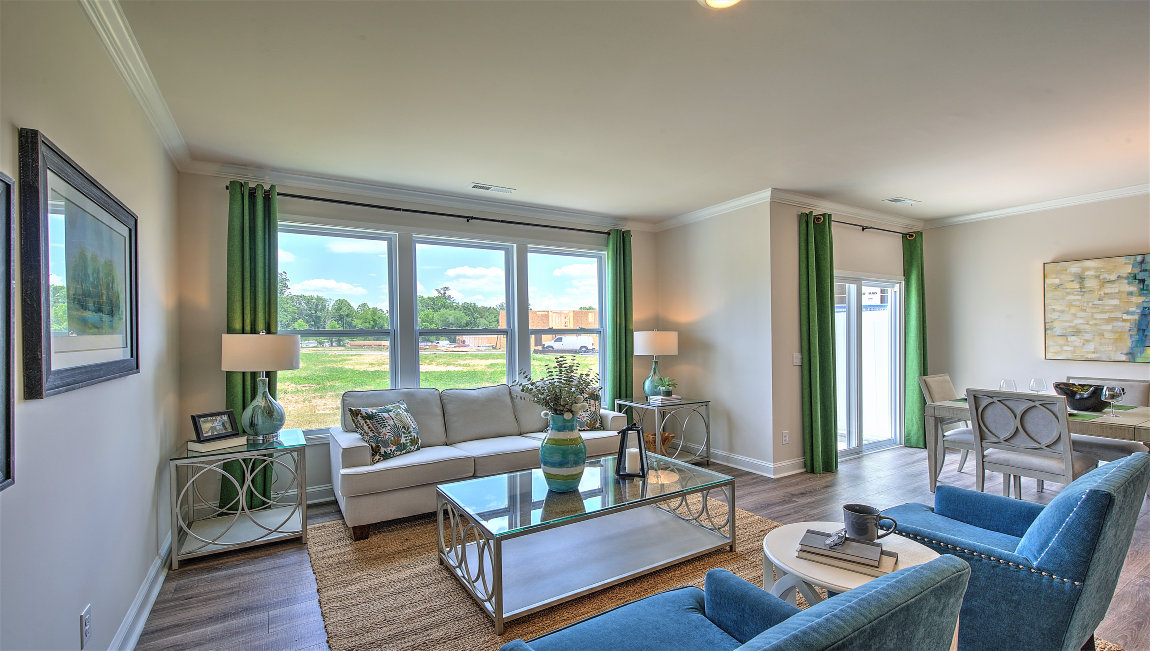 Open living area with large windows