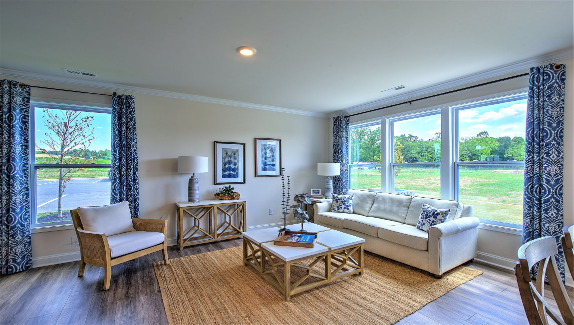 Open living space with large windows