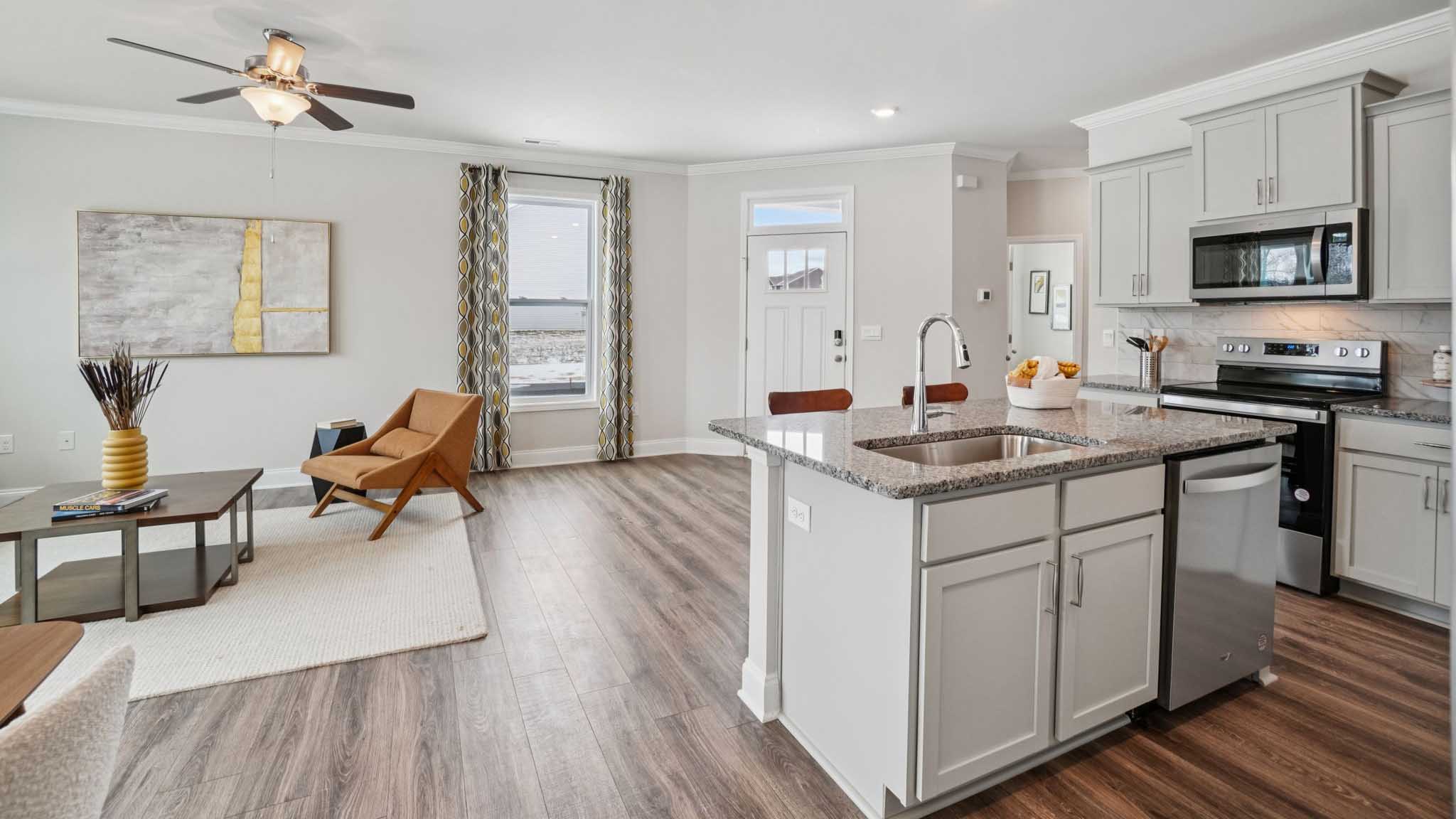 Kitchen with large island and stainless steel appliances