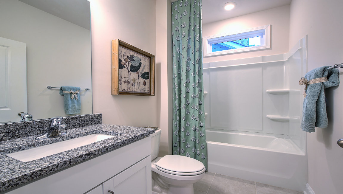 Bathroom with bathtub shower combination