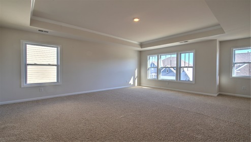 Carpeted bedroom with many windows
