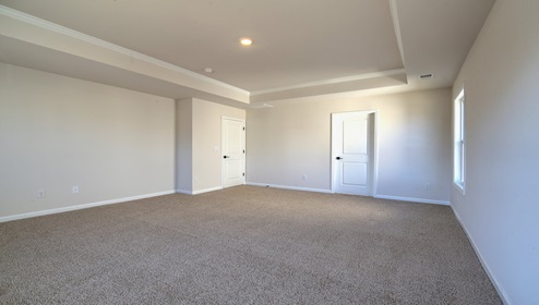 Carpeted bedroom with many windows