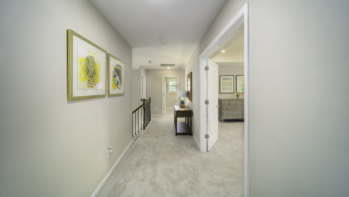 upstairs carpeted hallway