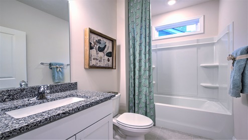 Bathroom with bathtub shower combination