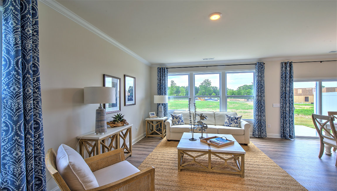 Open living area with large windows