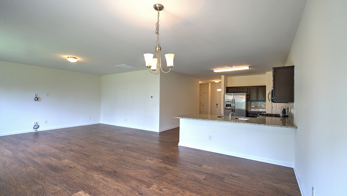 Dining space with glass doors to patio