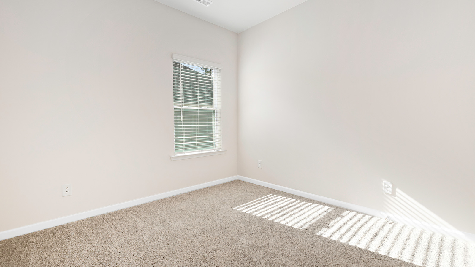 Carpeted bedroom with large window