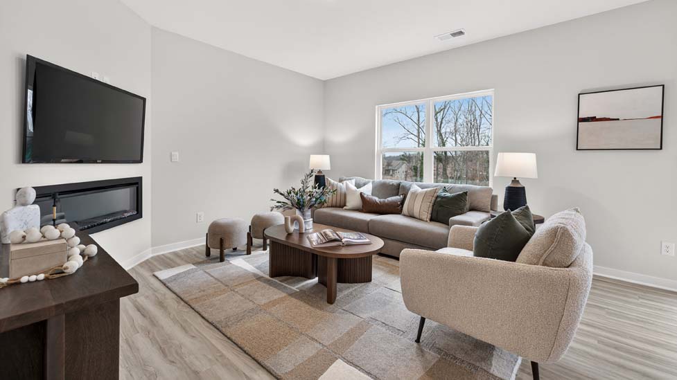 Open living area with large windows