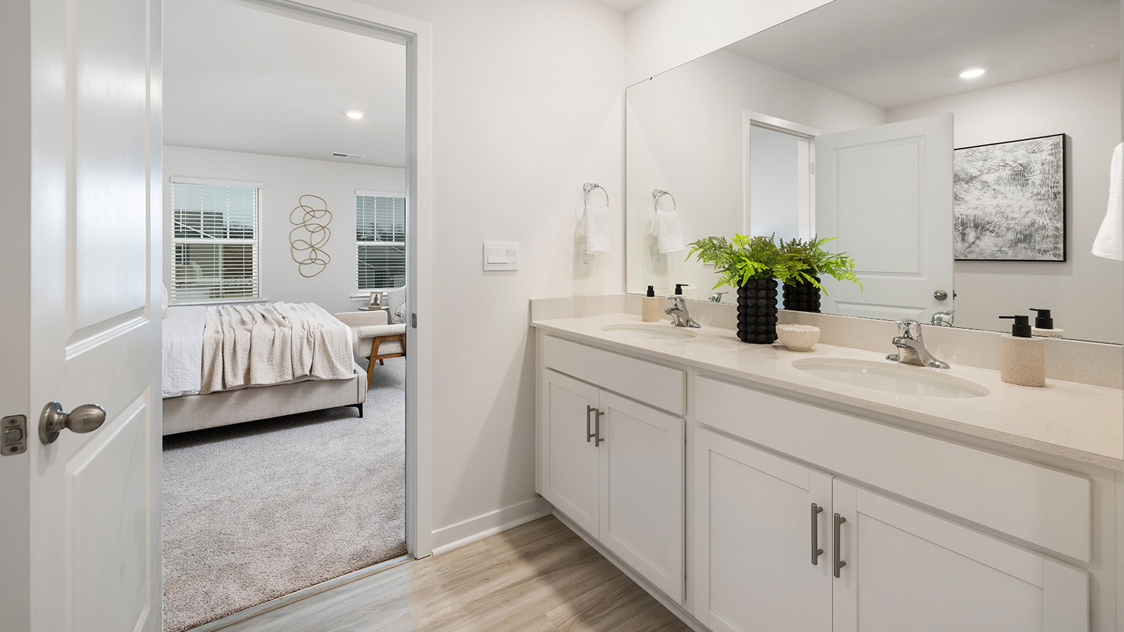 Primary bathroom with glass door shower