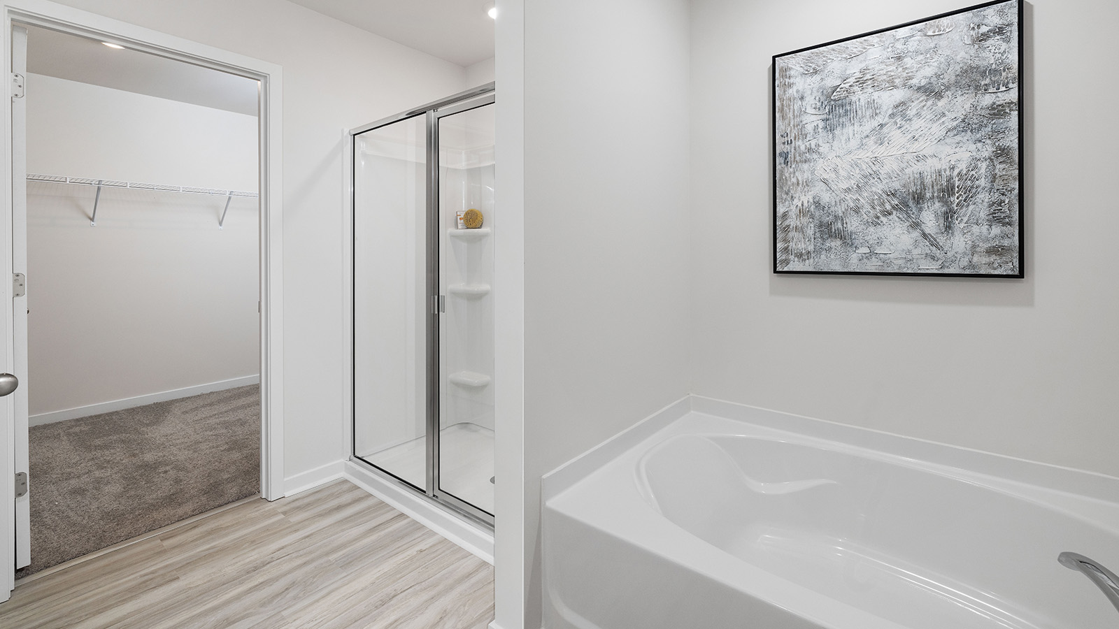 Primary bathroom with glass door shower