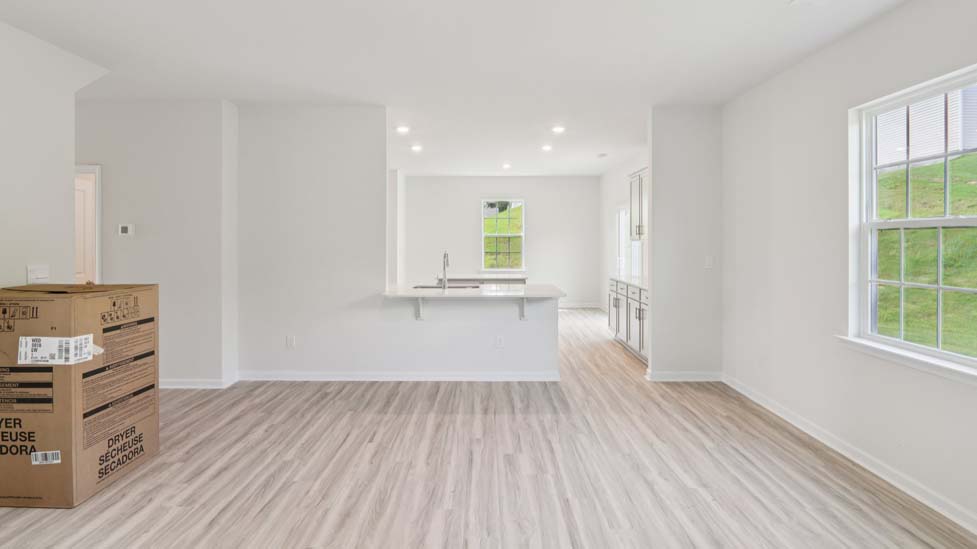Open concept living area with window