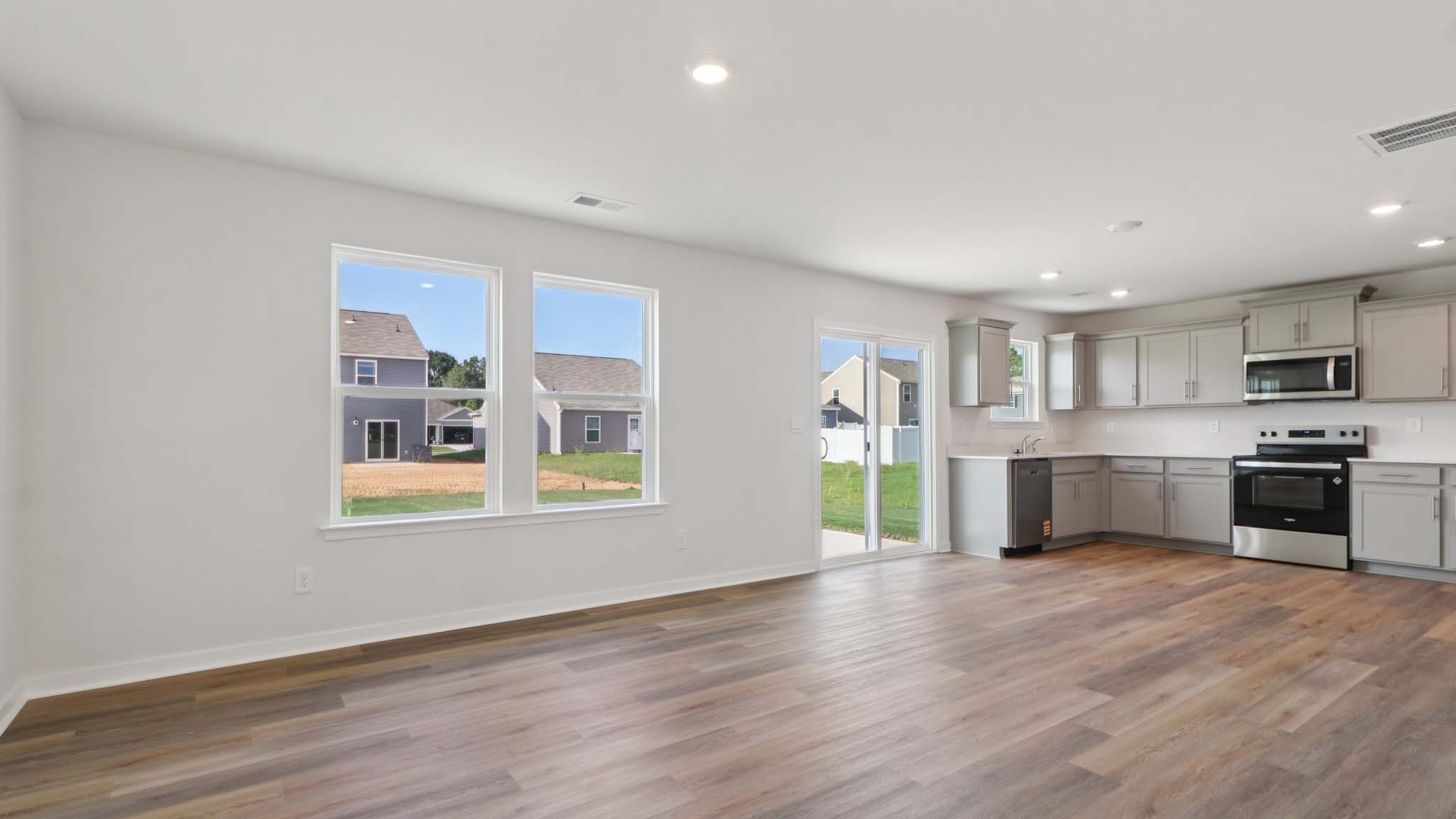 Open breakfast area with sliding glass doors